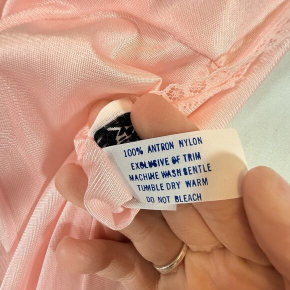 VTG Movie Star Nightie Lingerie Set Nylon Lace Pink Sissy 1970s SIZE SMALL USA - Picture 9 of 16